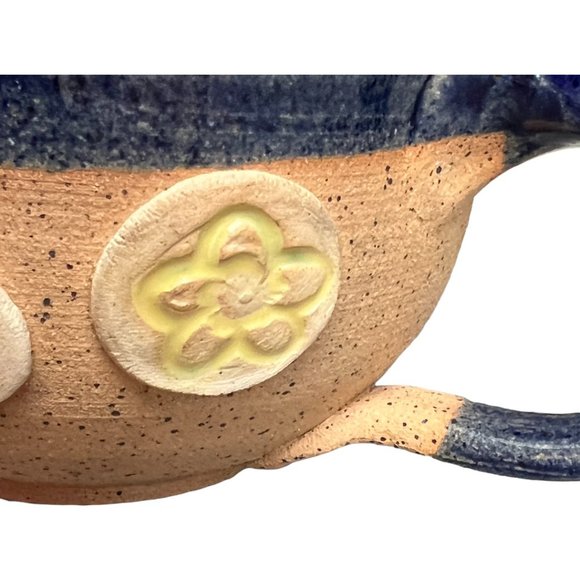 Vtg SOUP MUG Handcrafted ALOHA Pottery Bowl w/ Floral Appliques Signed Planter - Picture 7 of 13